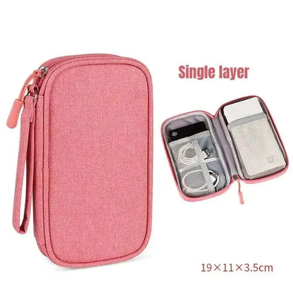Double-Layer Cable & Electronics Organizer Bag