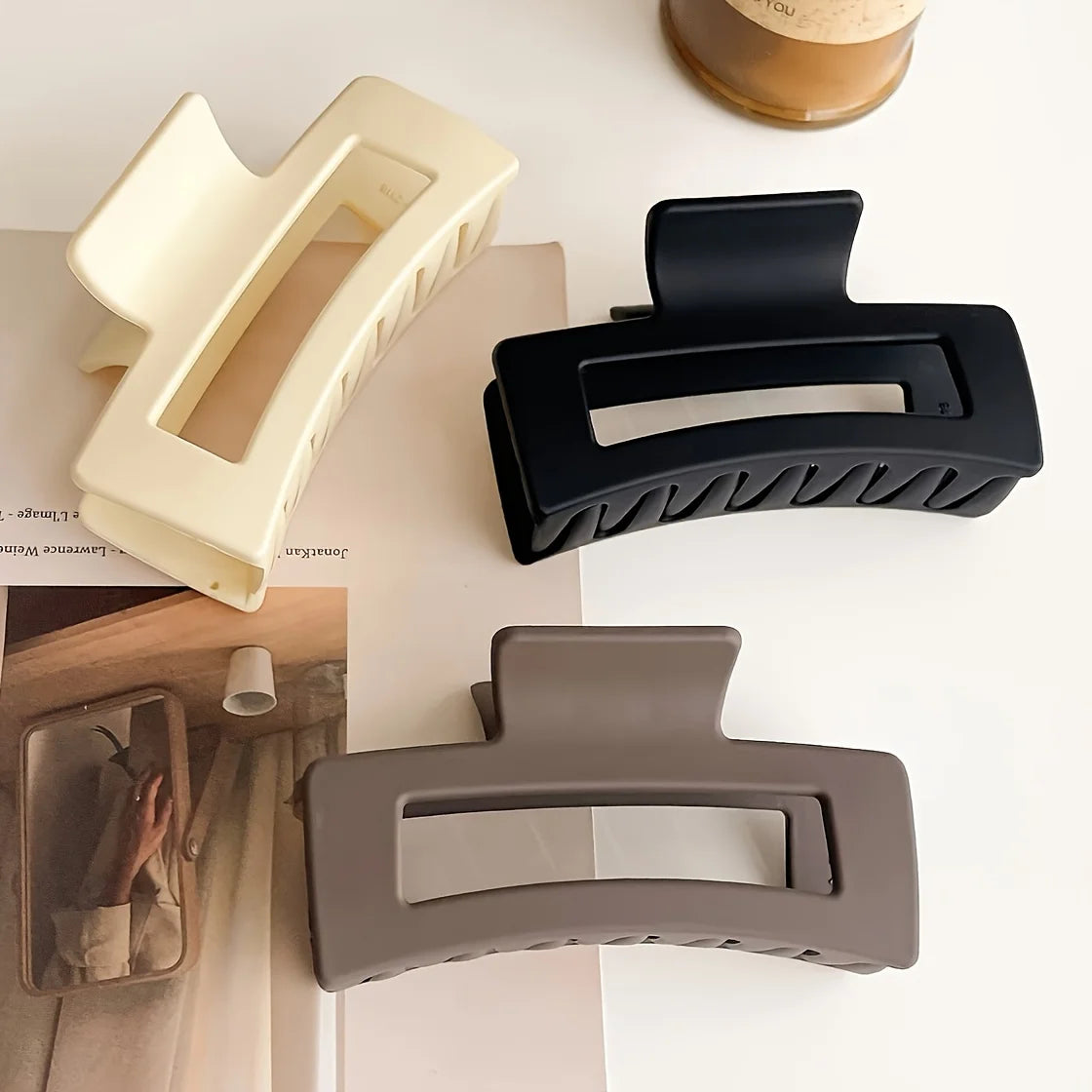 Solid Color Square Hair Claw Clips Set