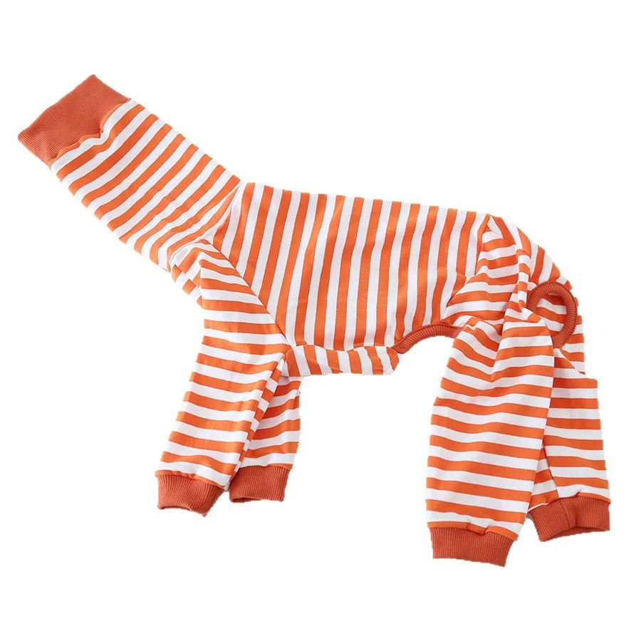 Striped Cotton Dog Pajamas for Italian Greyhounds & Whippets