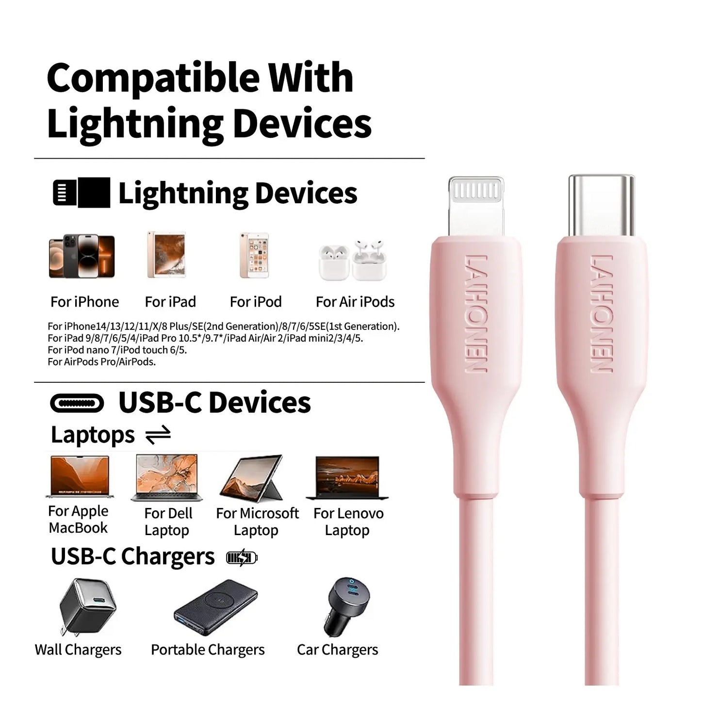 Silicone USB-C to Lightning Cable