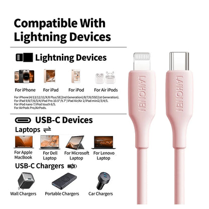 Silicone USB-C to Lightning Cable