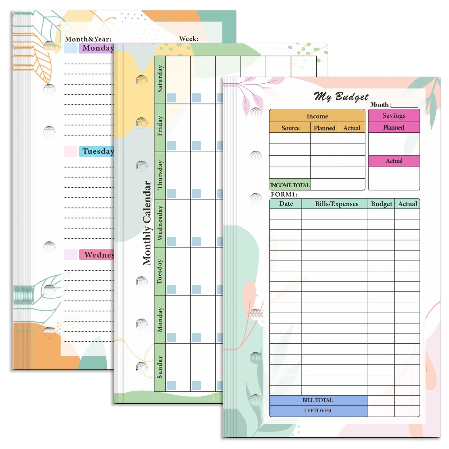 Practical Household Accessory – A6 Colorful Loose Leaf Notebook Refill – pp