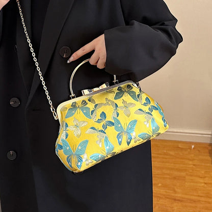 Vintage Embroidered Chain Clutch Handbag