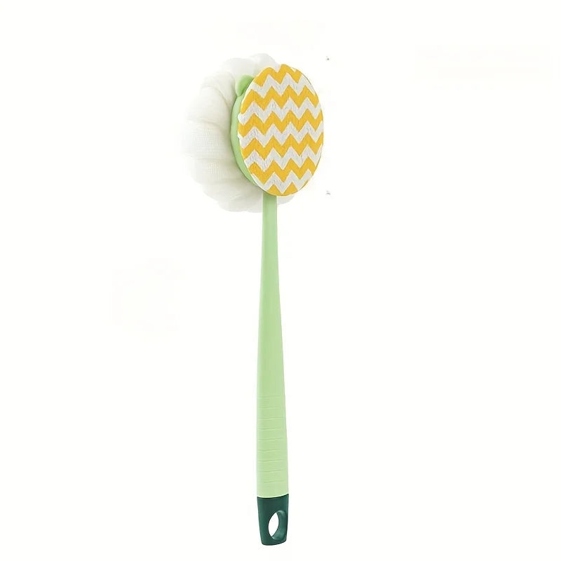Long Handle Shower Body Brush with Loofah & Exfoliating Bristles