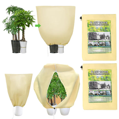 Breathable Winter Plant Protection Cover with Zipper & Drawstring