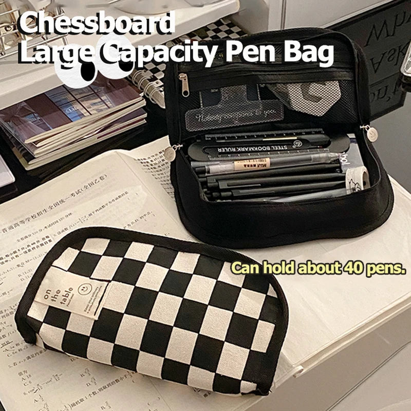 Checkerboard Large Pencil Case