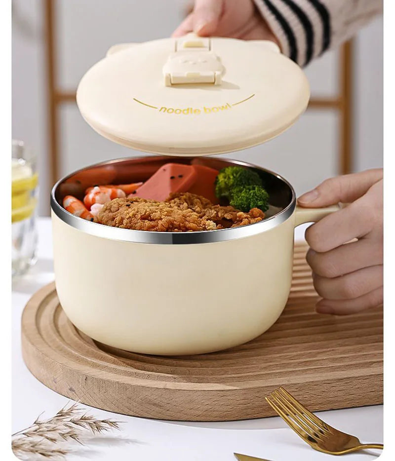 304 Stainless Steel Instant Noodle Bowl with Lid