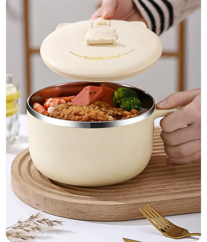 304 Stainless Steel Instant Noodle Bowl with Lid