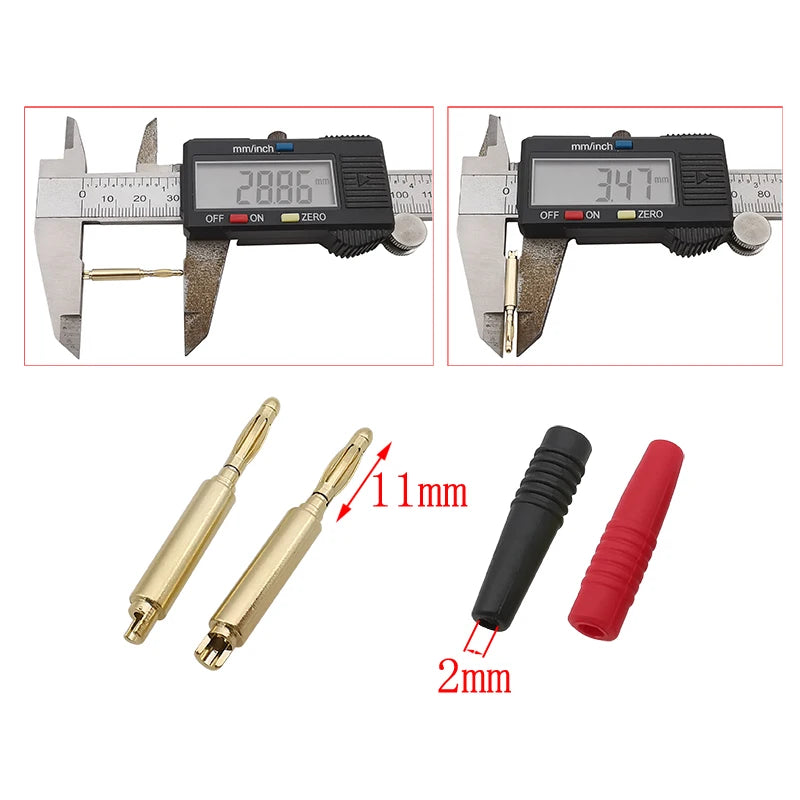 2mm Gold Plated Banana Plug Connector Set