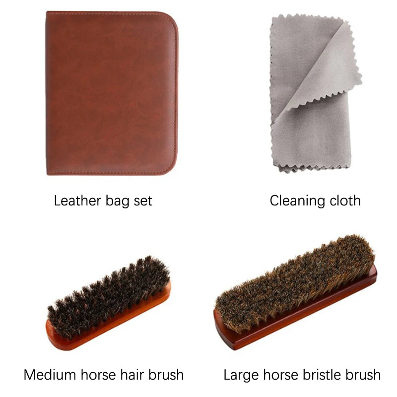 Horsehair Shoe Care Cleaning & Polishing Kit
