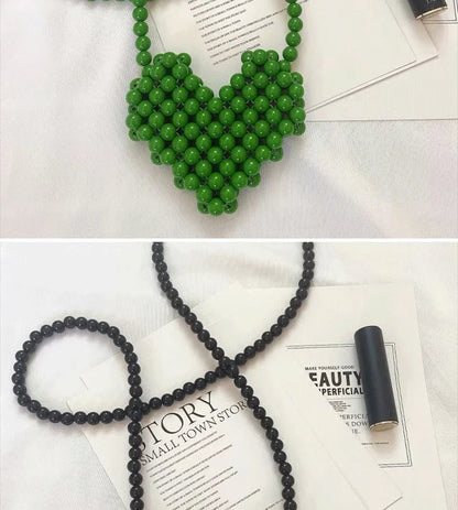 Mini Heart Beaded Crossbody Bag