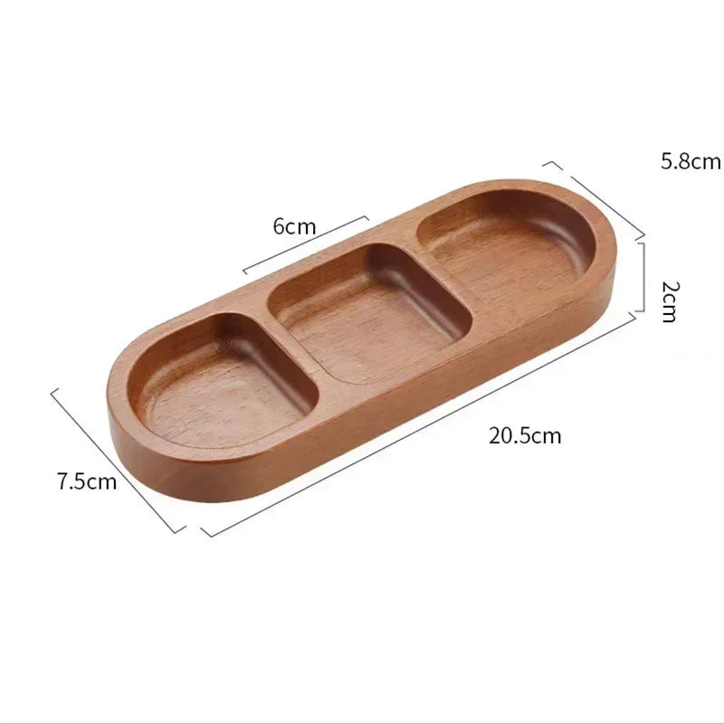 Solid Wood Divided Sauce Dish