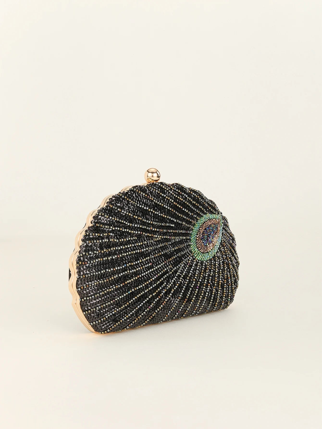 Beaded Peacock Evening Clutch Bag