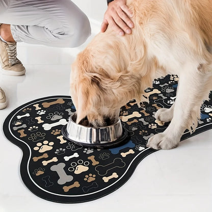 Non-Slip Diatom Mud Dog Feeding Mat with Paw Print Design