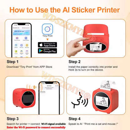 AI Voice Thermal Label Printer with App Control