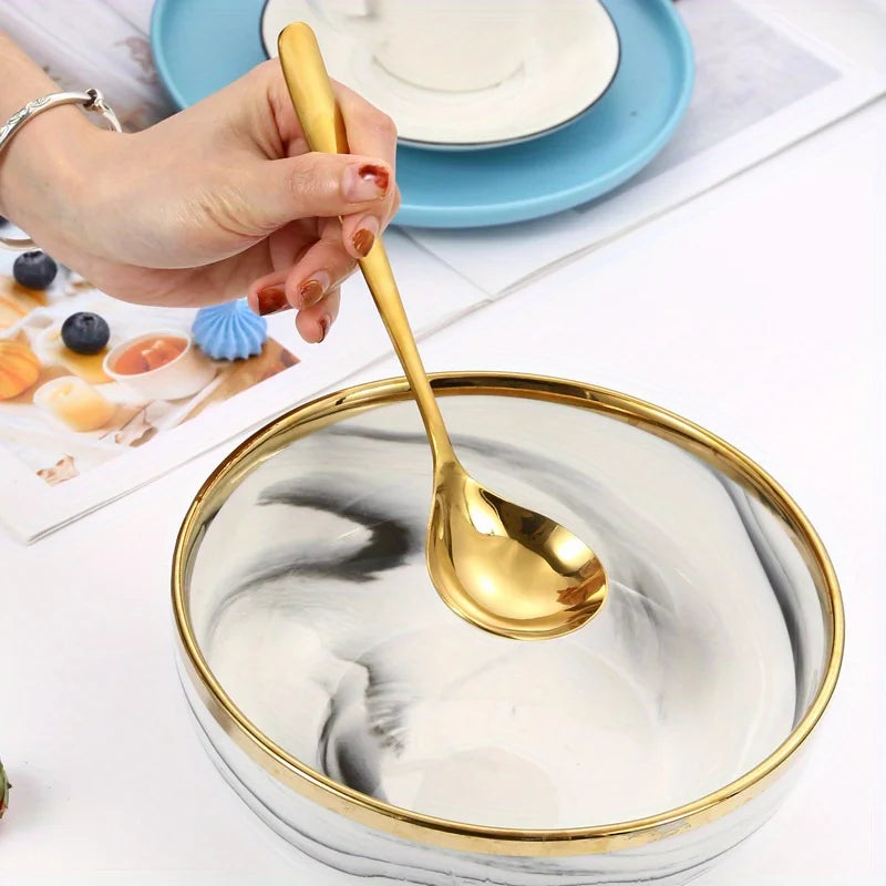Golden Stainless Steel Soup & Hot Pot Serving Spoons (Set of 2)