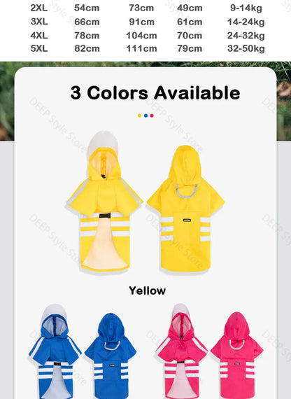 Waterproof Reflective Hooded Dog Raincoat