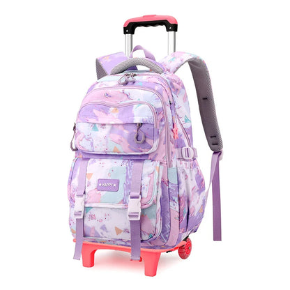 Girls Rolling School Backpack with Wheels