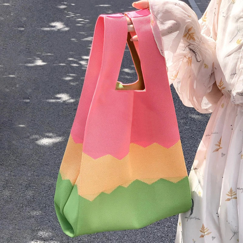 Handmade Knit Mini Wrist Tote Bag