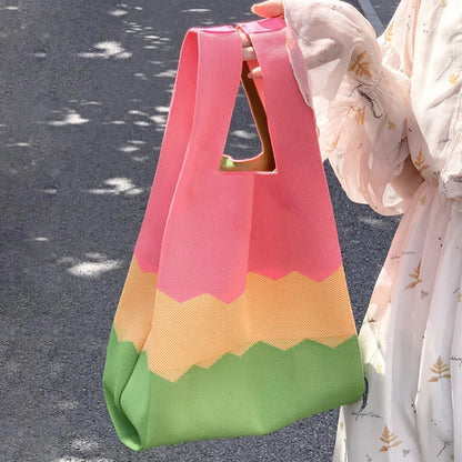 Handmade Knit Mini Wrist Tote Bag