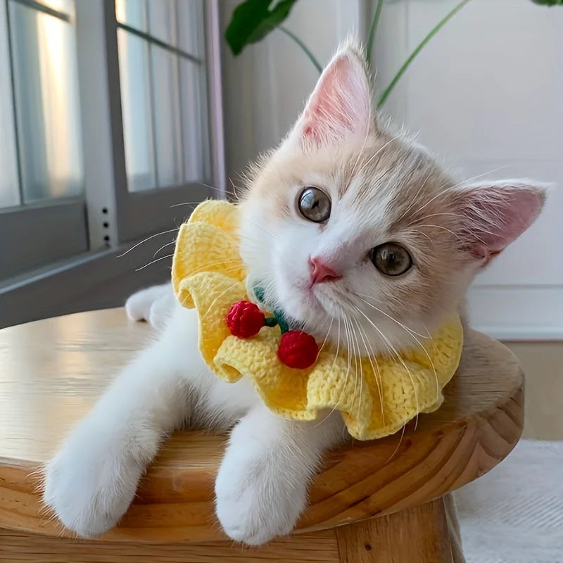 Strawberry Plaid Pet Ruffle Bib
