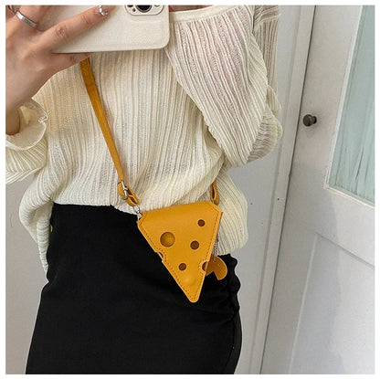 Cheese-Shaped Mini Crossbody Bag for Women