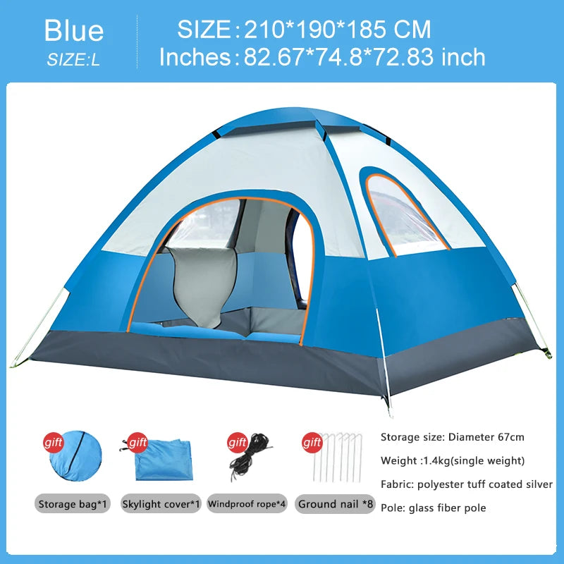 Automatic 4-Season Family Camping Tent for 3–4 People