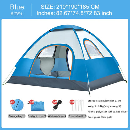 Automatic 4-Season Family Camping Tent for 3–4 People
