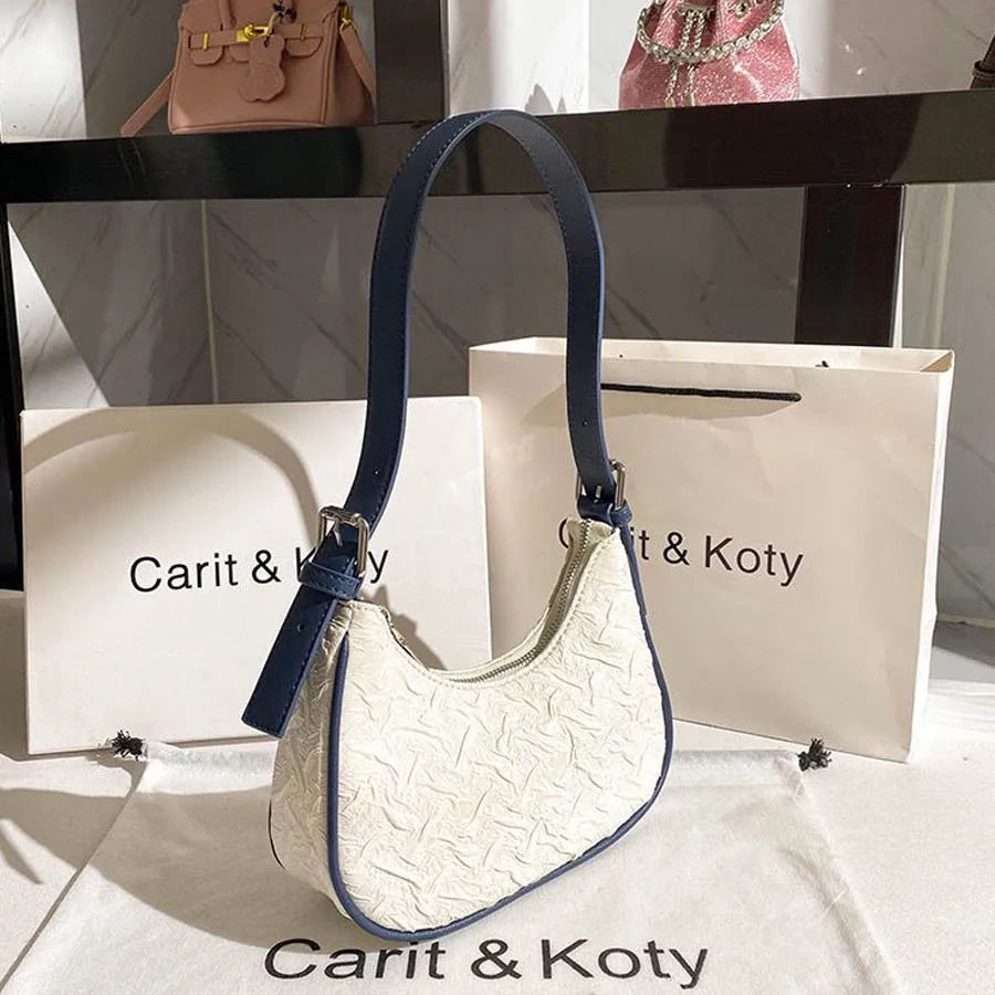 Pleated Crescent Shoulder Bag for Women