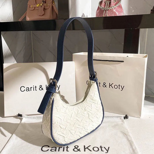 Pleated Crescent Shoulder Bag for Women