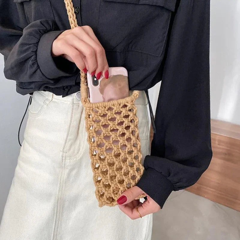 Women’s Woven Crochet Crossbody Phone Bag