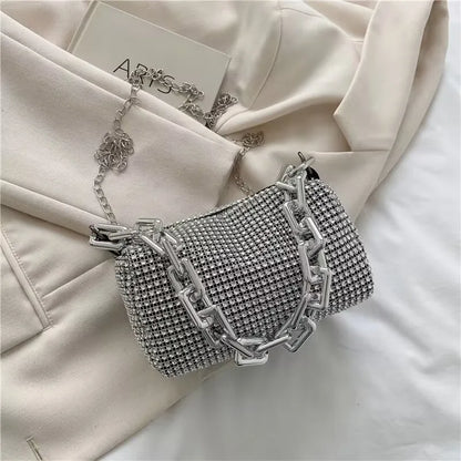Rhinestone Chain Evening Crossbody Bag