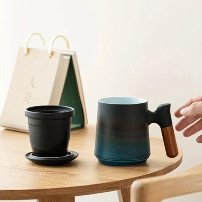 Ceramic Mug with Wooden Handle