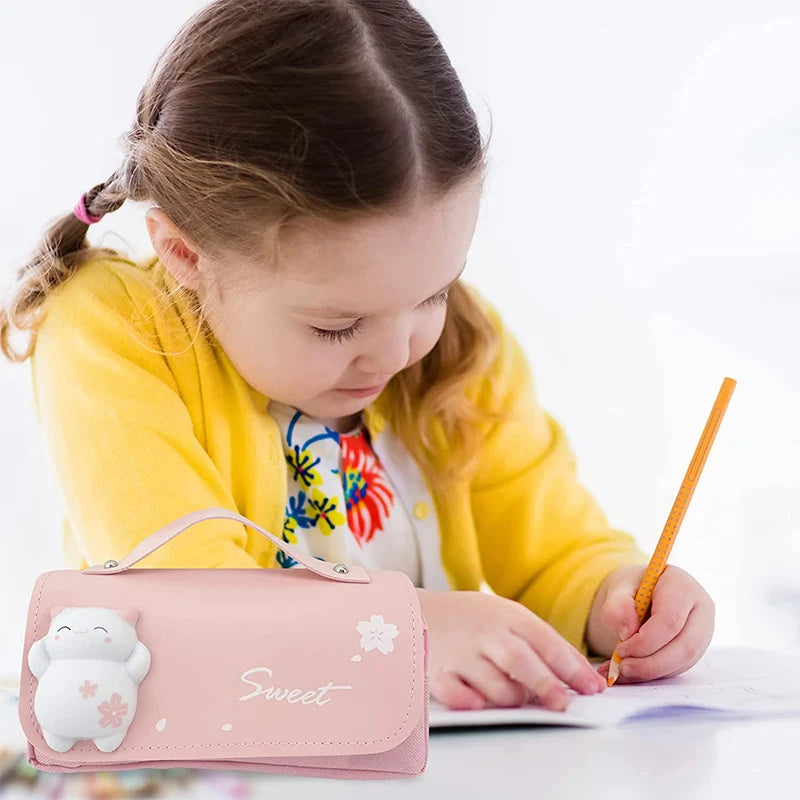 3D Kawaii Large Capacity Pencil Case with Decompression Doll