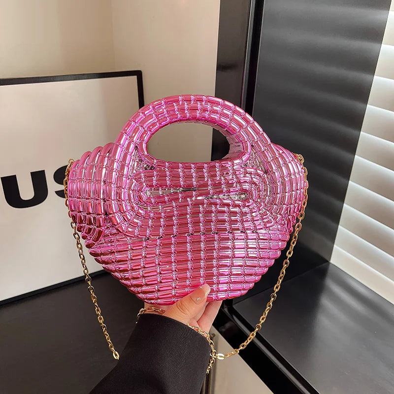 Metallic Acrylic Woven Handbag