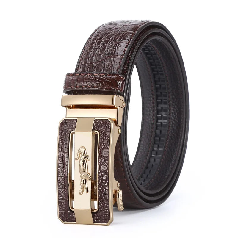 Men’s Crocodile Pattern Automatic Buckle Belt