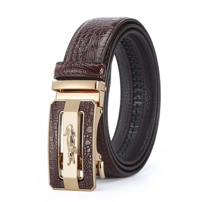 Men’s Crocodile Pattern Automatic Buckle Belt