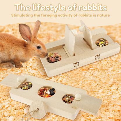 6-in-1 Wooden Small Pet Foraging Puzzle Feeder