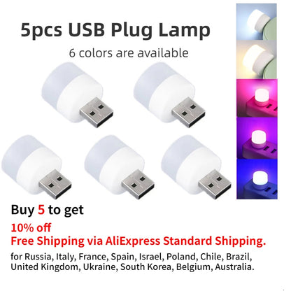 5pcs Mini USB Plug Lamp 5V Super Bright