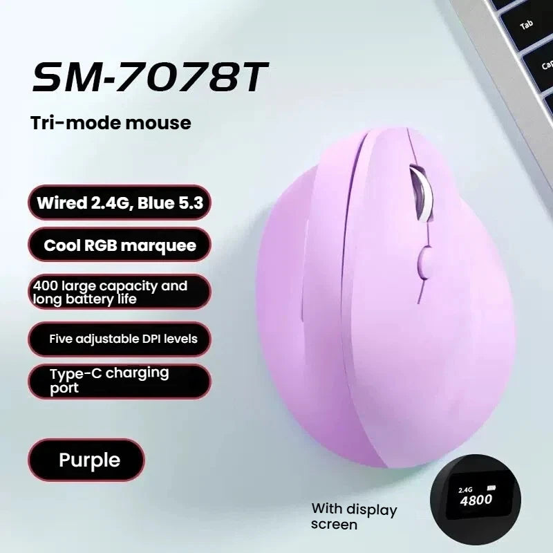 Triple-Mode Vertical Wireless Mouse