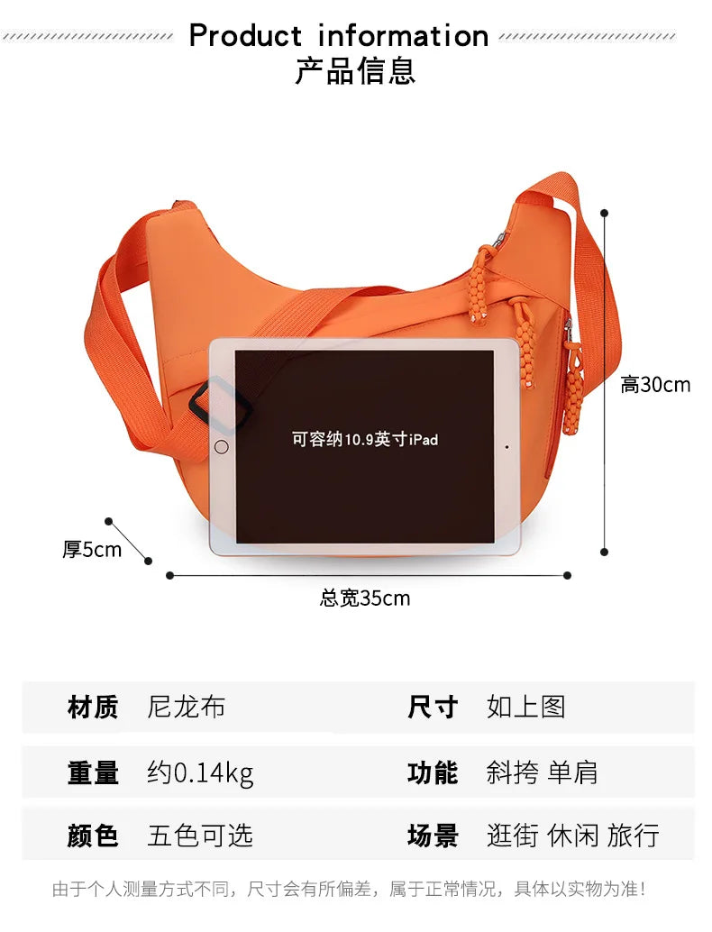 Large Capacity Half Moon Crossbody Shoulder Bag