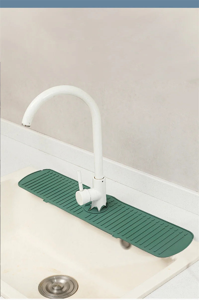 Silicone Faucet Splash Guard & Drain Mat for Kitchen & Bathroom Sinks