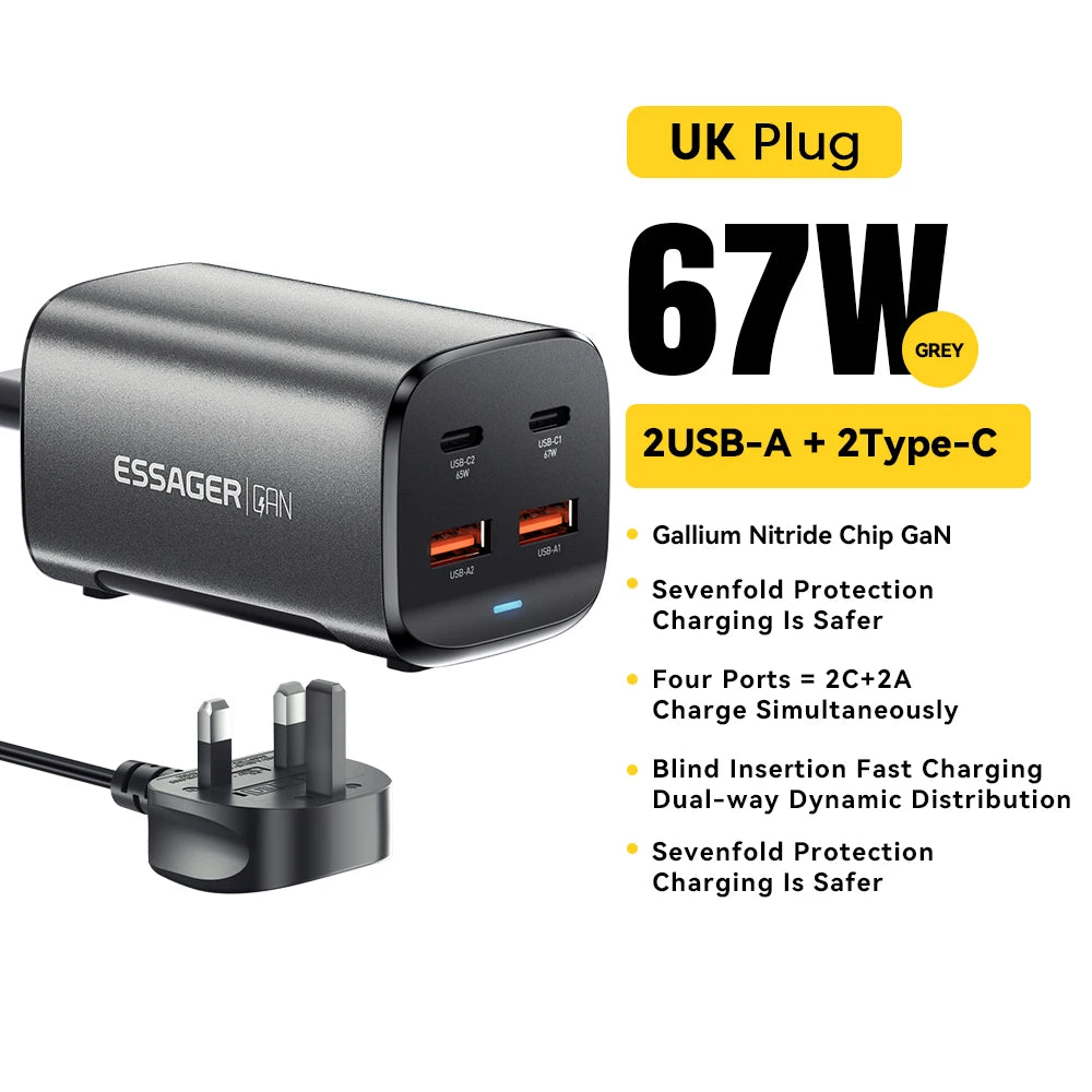 Essager 67W GaN Desktop USB-C Fast Charger