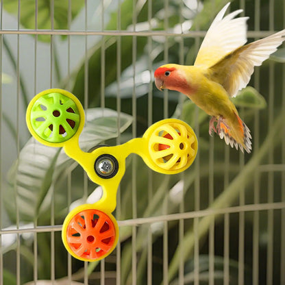 Interactive Rotating Windmill Bird Toy with Bells