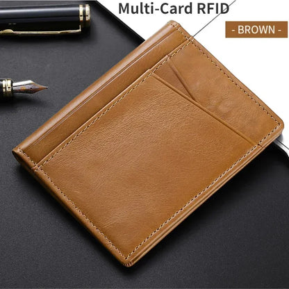 100% Genuine Leather Mini Credit Card Holder Wallet