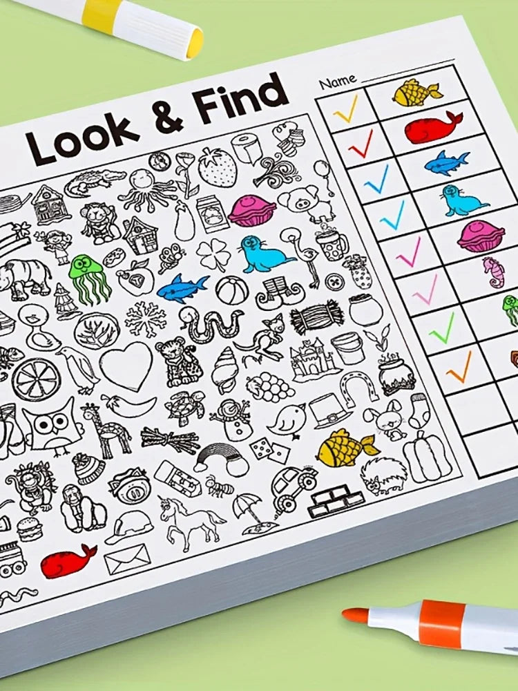Kids Look & Find Activity Book with Colouring Games