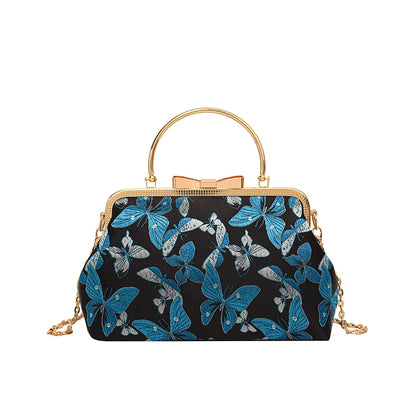 Vintage Embroidered Chain Clutch Handbag
