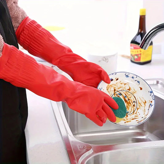 Extended Latex Dishwashing Cleaning Gloves