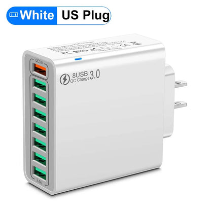 8-Port USB Fast Charging Wall Charger Adapter