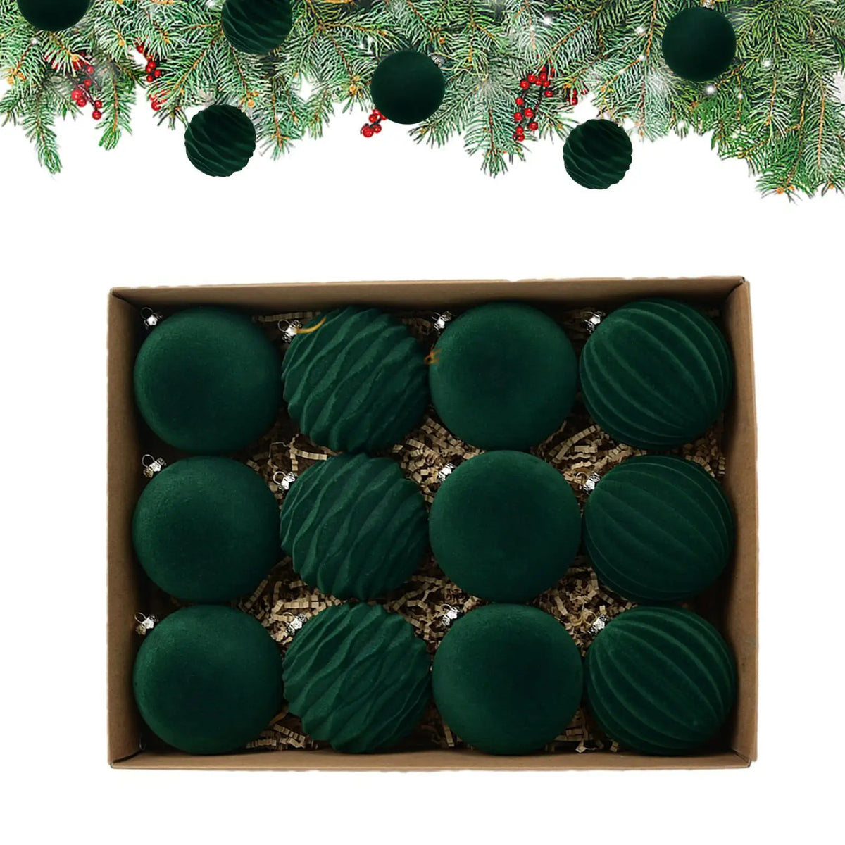 12-Piece Velvet Christmas Bauble Set